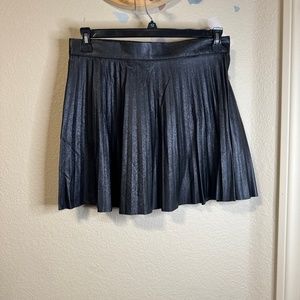Lulus Black Pleaded Leather School Girl Skirt- New with Tags